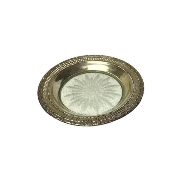 Vintage Frank Whiting Bottle Coaster Saucer Sterling Silver & Crystal Glass 6.5" - Picture 2 of 9